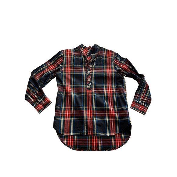 J. Crew Womens Jeweled Button Popover Tunic in Stewart Tartan NWOT - Picture 2 of 8